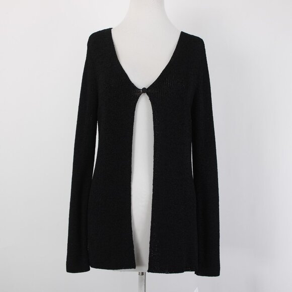 Dana Buchman Cardigan $248 Sz S Black Open Knit Rayon Nylon Cardigan - Picture 2 of 12